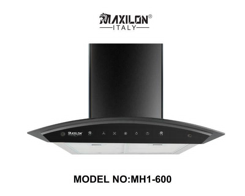 Maxilon Italy MH1-600 Black Curved Glass Wall-Mounted Kitchen Extractor Hood, Ikeja, Lagos - Image 1