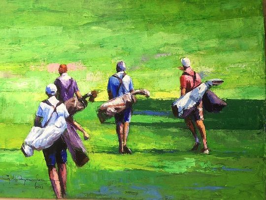 Golf Caddies Painting, Recr, Sport and Art