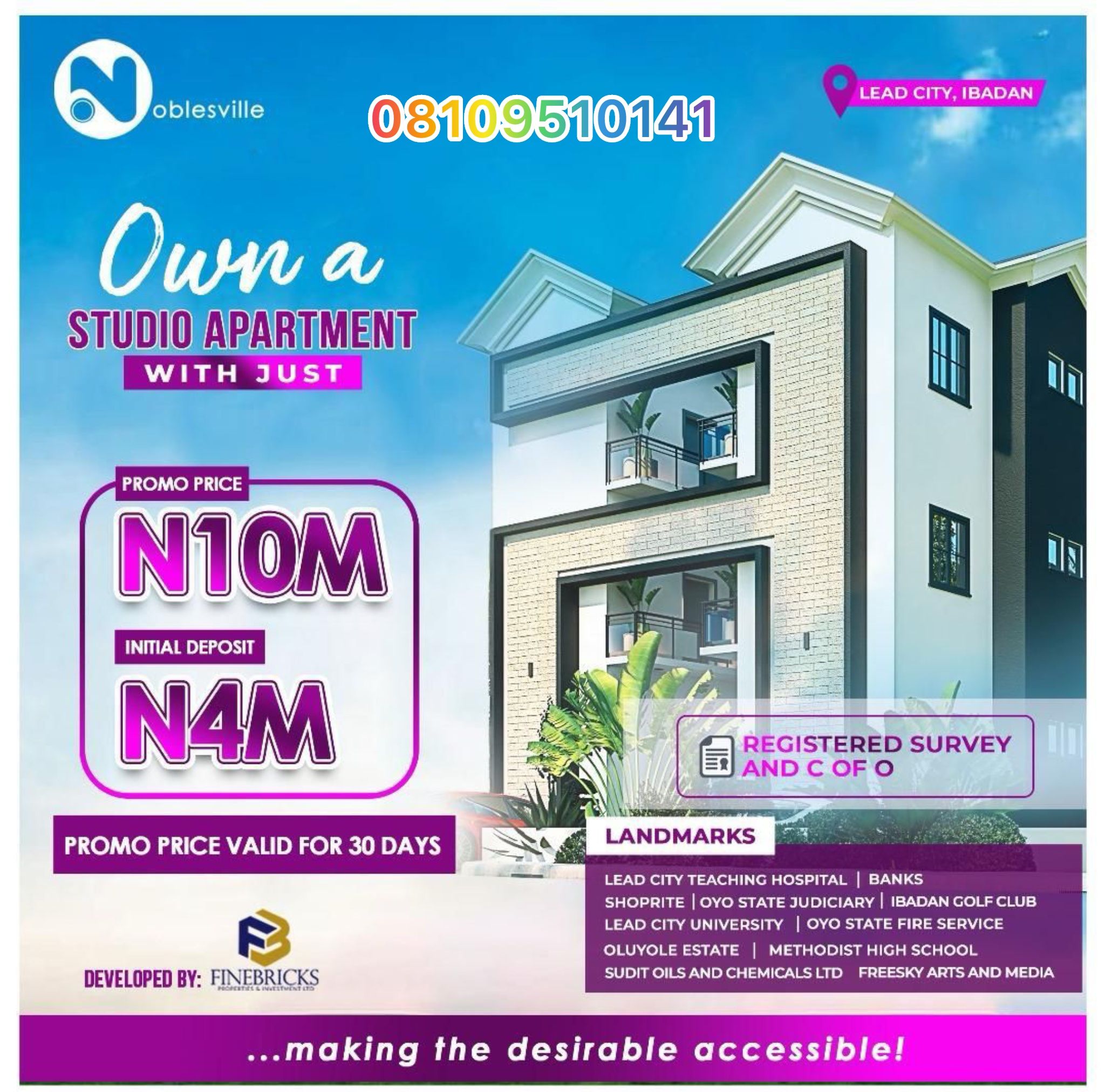 One Bedroom Apartments for Sale (Lead City Ibadan), Property