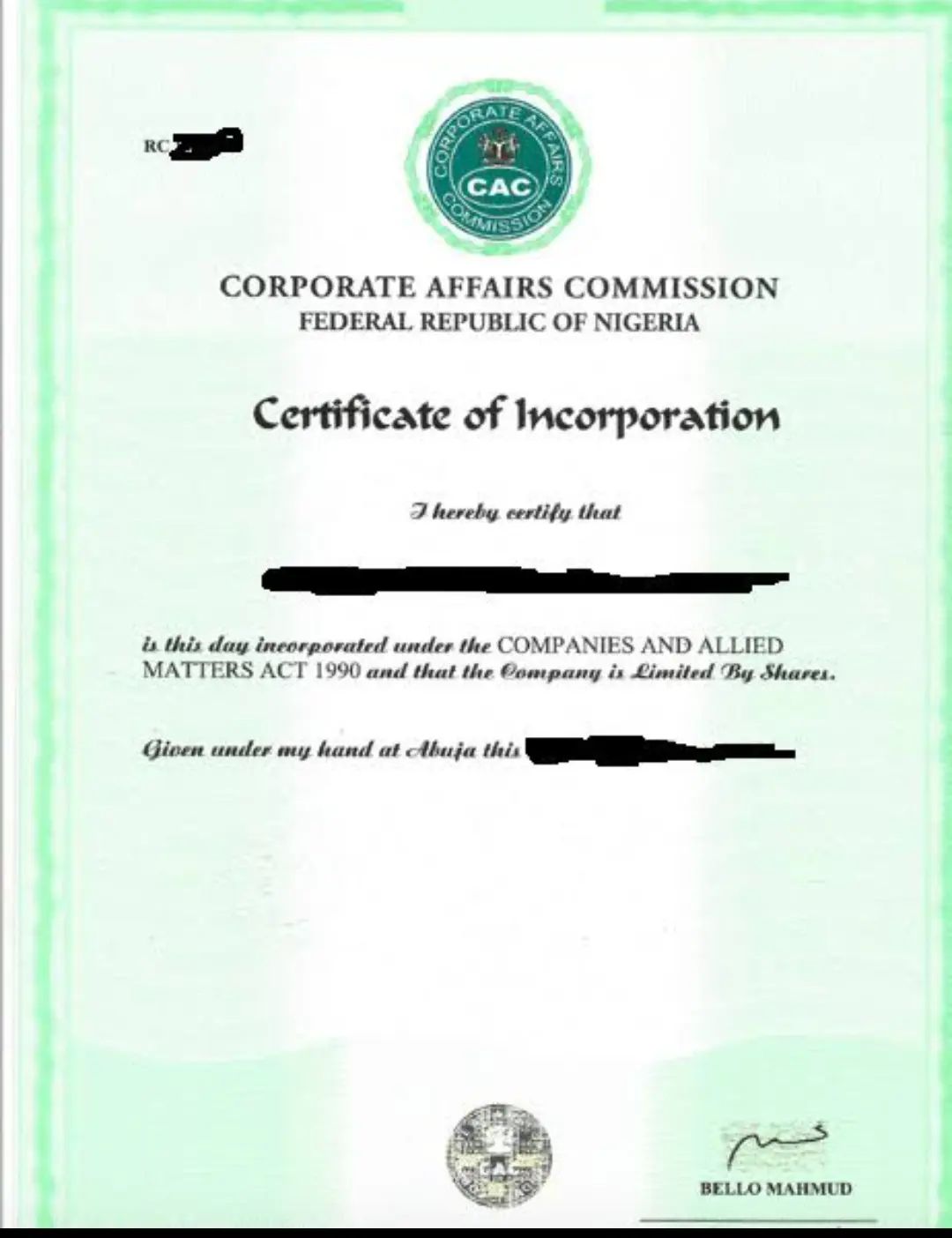 CAC Business Registration, Services