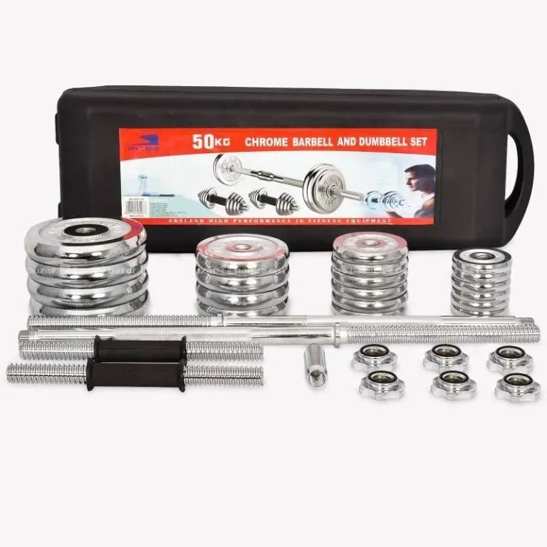 50kg Chrome Adjustable Barbell Set with Plates – Strength Training Kit, Surulere, Lagos