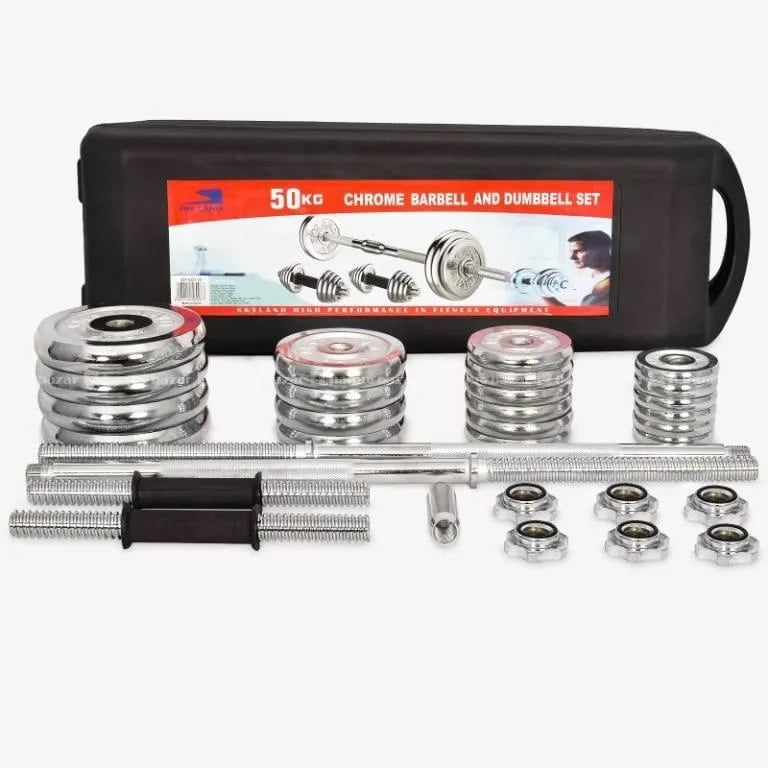 50kg Chrome Adjustable Barbell Set with Plates – Strength Training Kit, Surulere, Lagos - Image 1