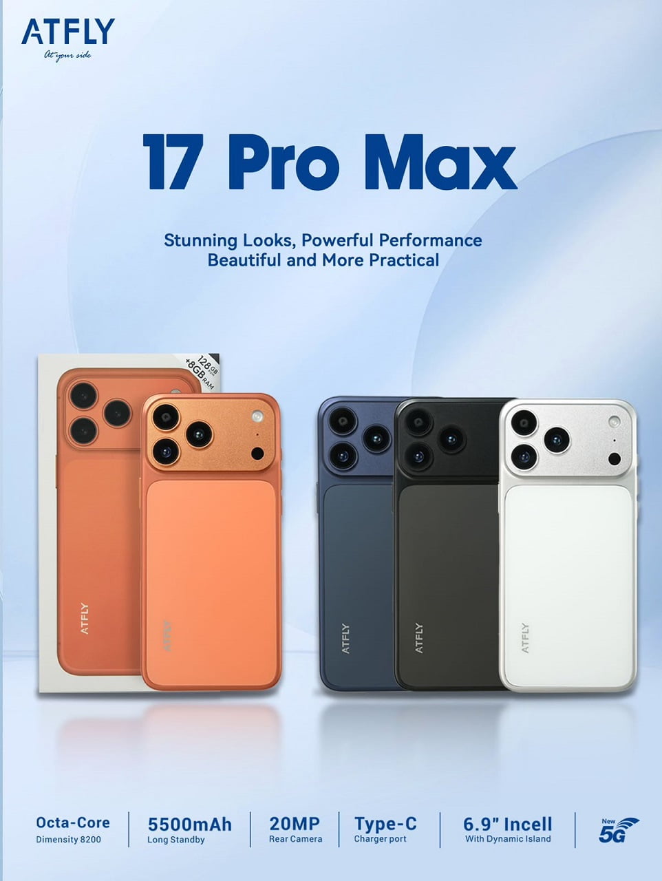 New Atfly 17 Pro Max Phone | 5500mAh Battery, Ikeja, Lagos - Image 1