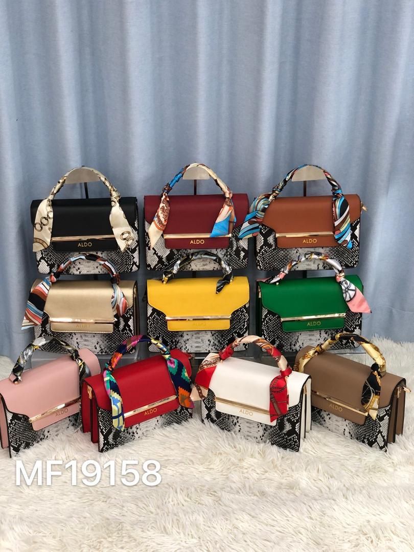 Lady's handbags in different colors and styles 