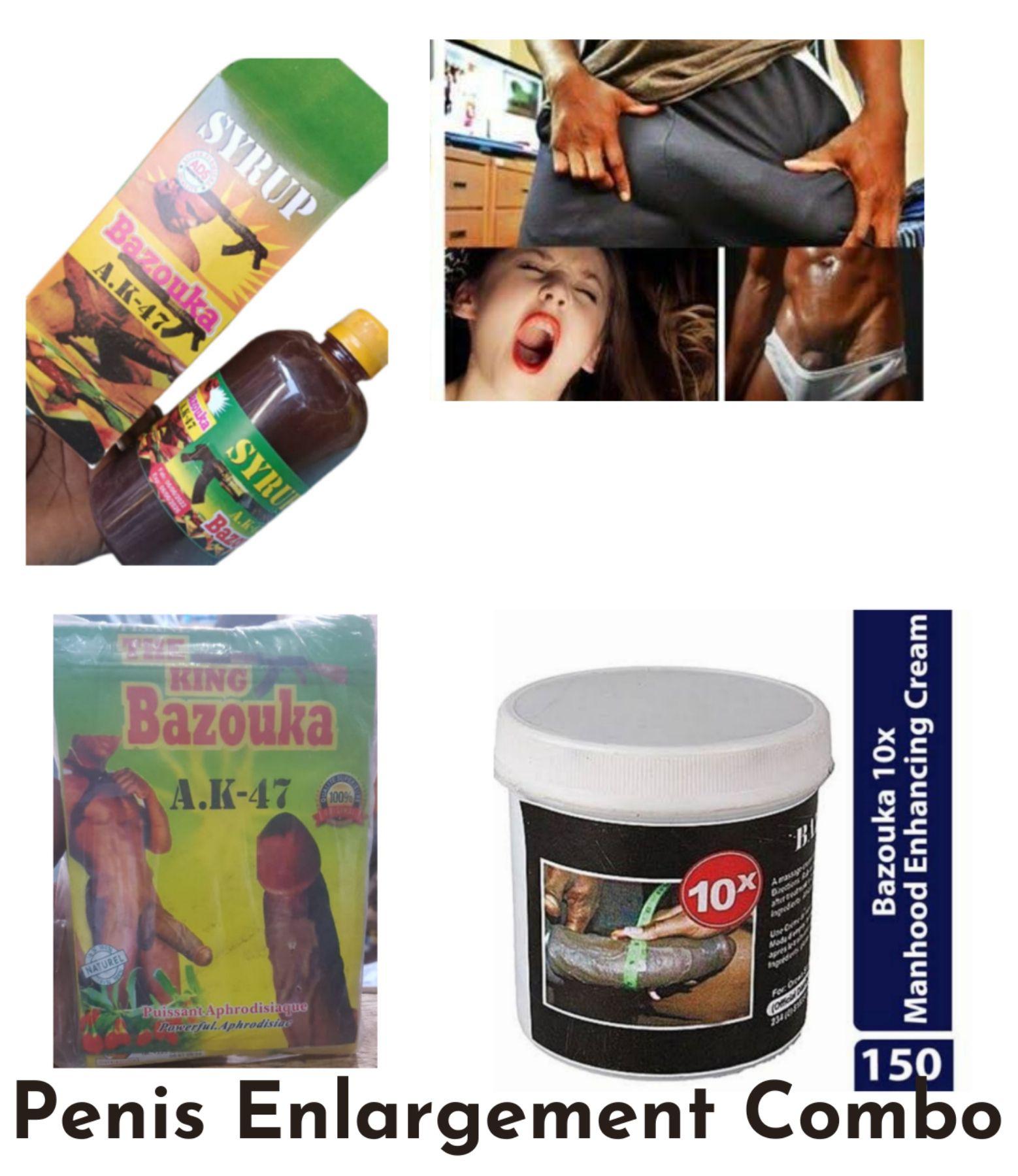 Bazouka AK 47 Syrup+Bazouka Cream+The King Bazouka Herbal Powder Tea for Penis Enlargement