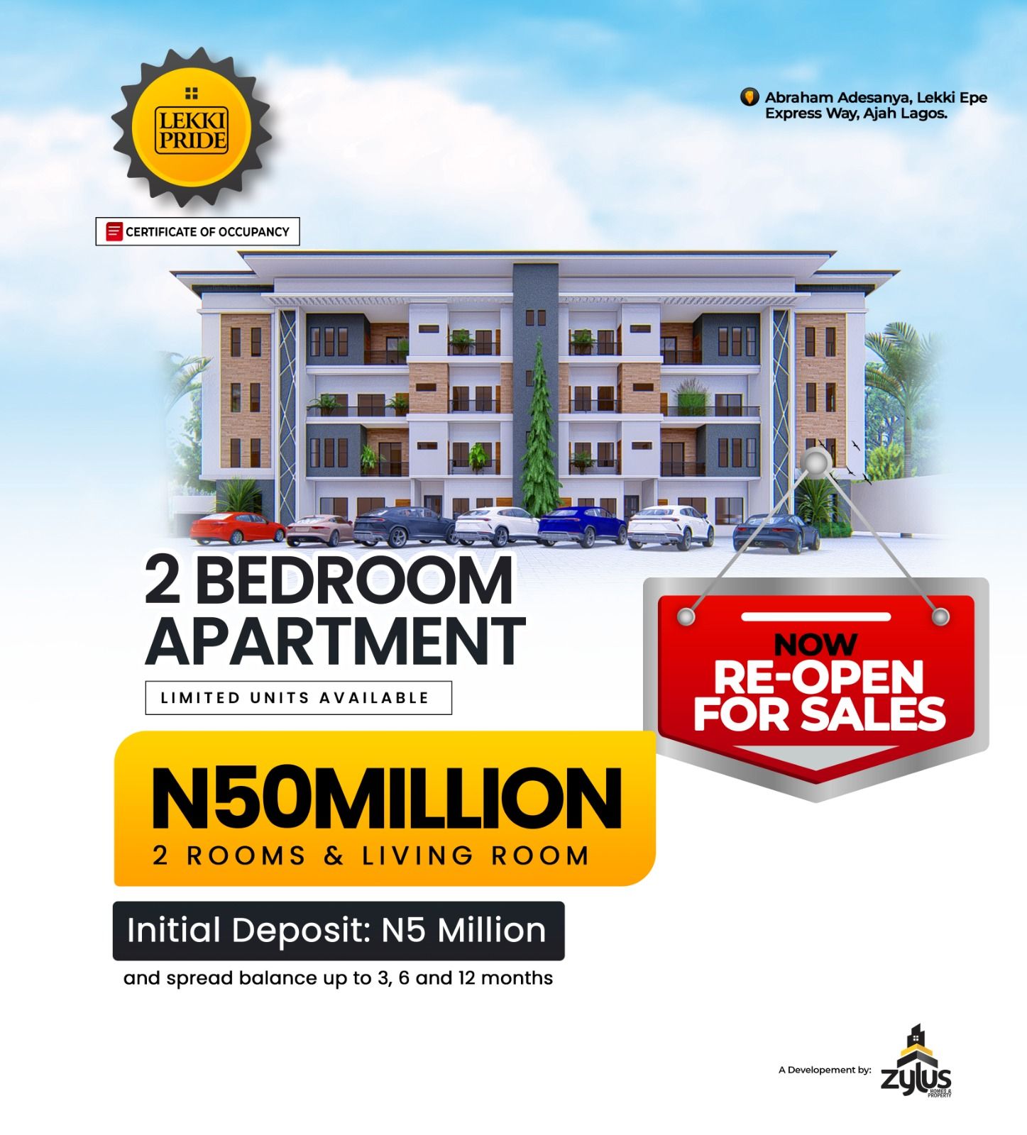 3, 2 and 1 bed Apartments For Sale at Ajiwe