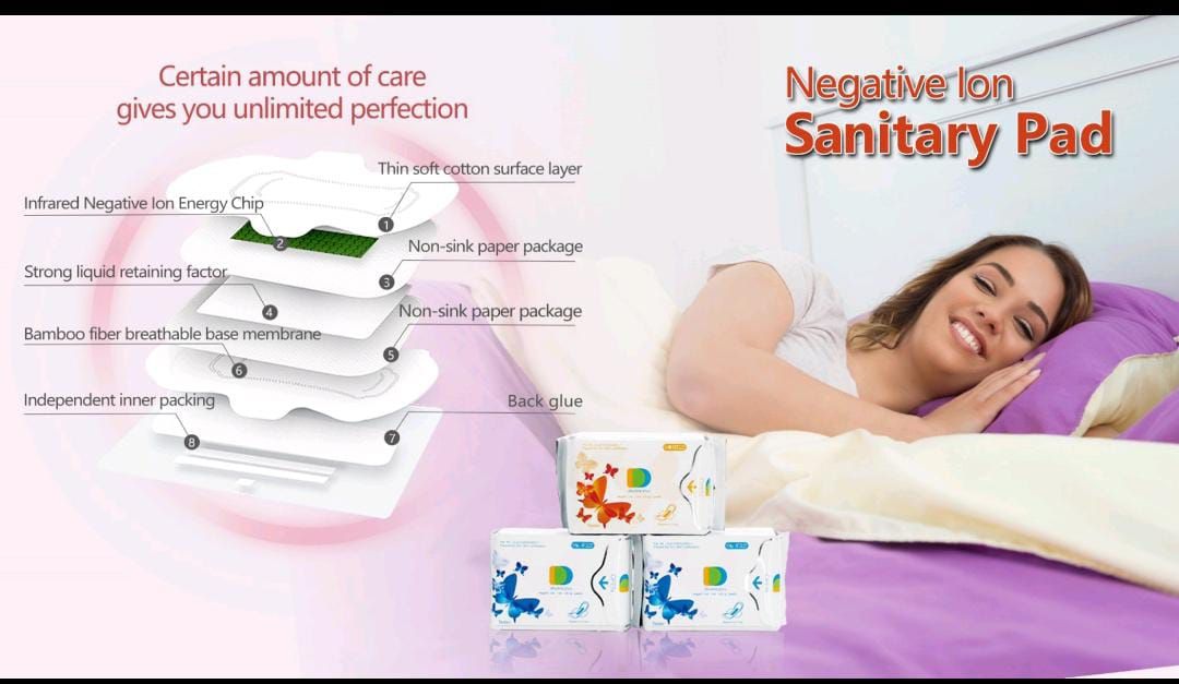 Sanitary pads with Negative Ion